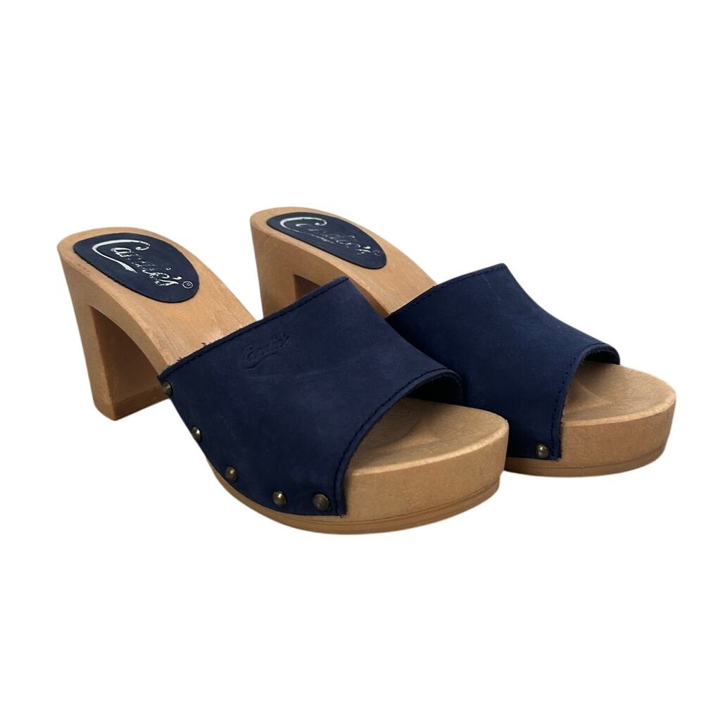 Y2k Candie's Clog Mule Slip on Platform Women's 8 blue wood